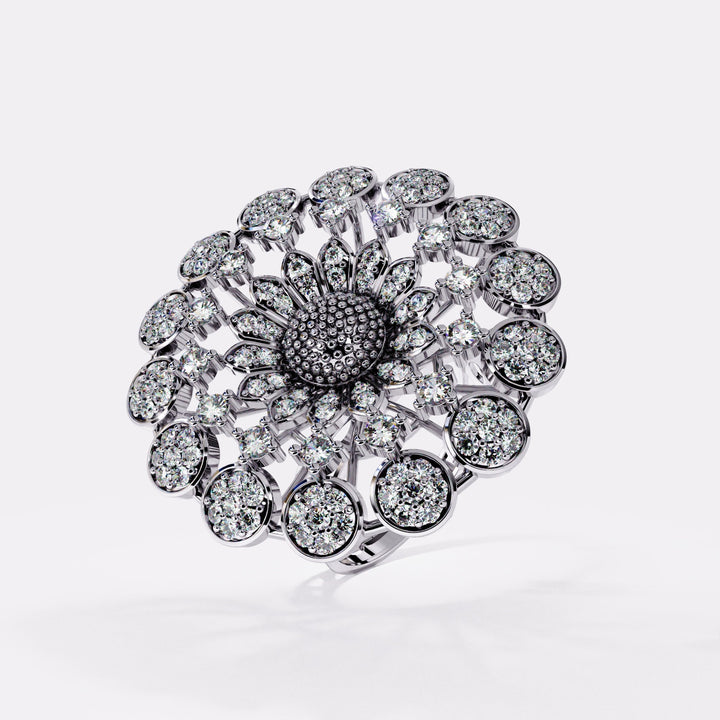 Wide Cocktail Diamond Ring in 925 Silver
