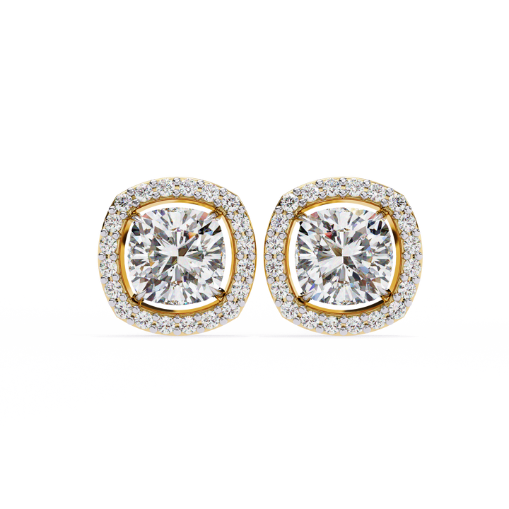 86 Cents Cushion Halo Diamond Earrings
