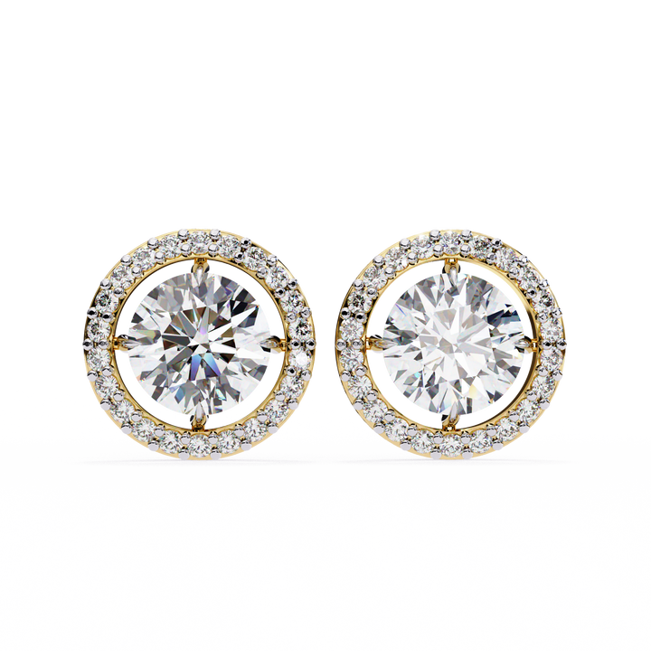Soliatire Halo Lab Grown Diamond Earrings
