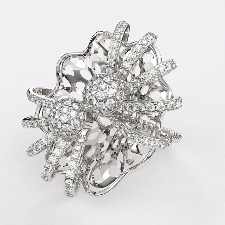 Sparkling Gold Diamond Ring in 925 Silver