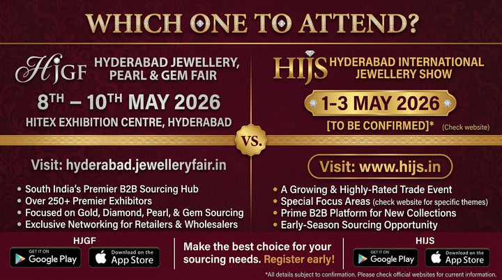 Hyderabad Jewellery Show (HIJS) 2026 VS HJPGF/HJF (Hyderabad Jewellery, Pearl & Gem Fair)
