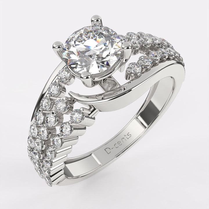 0.50 carat Round With diamond Ring in 925 Silver