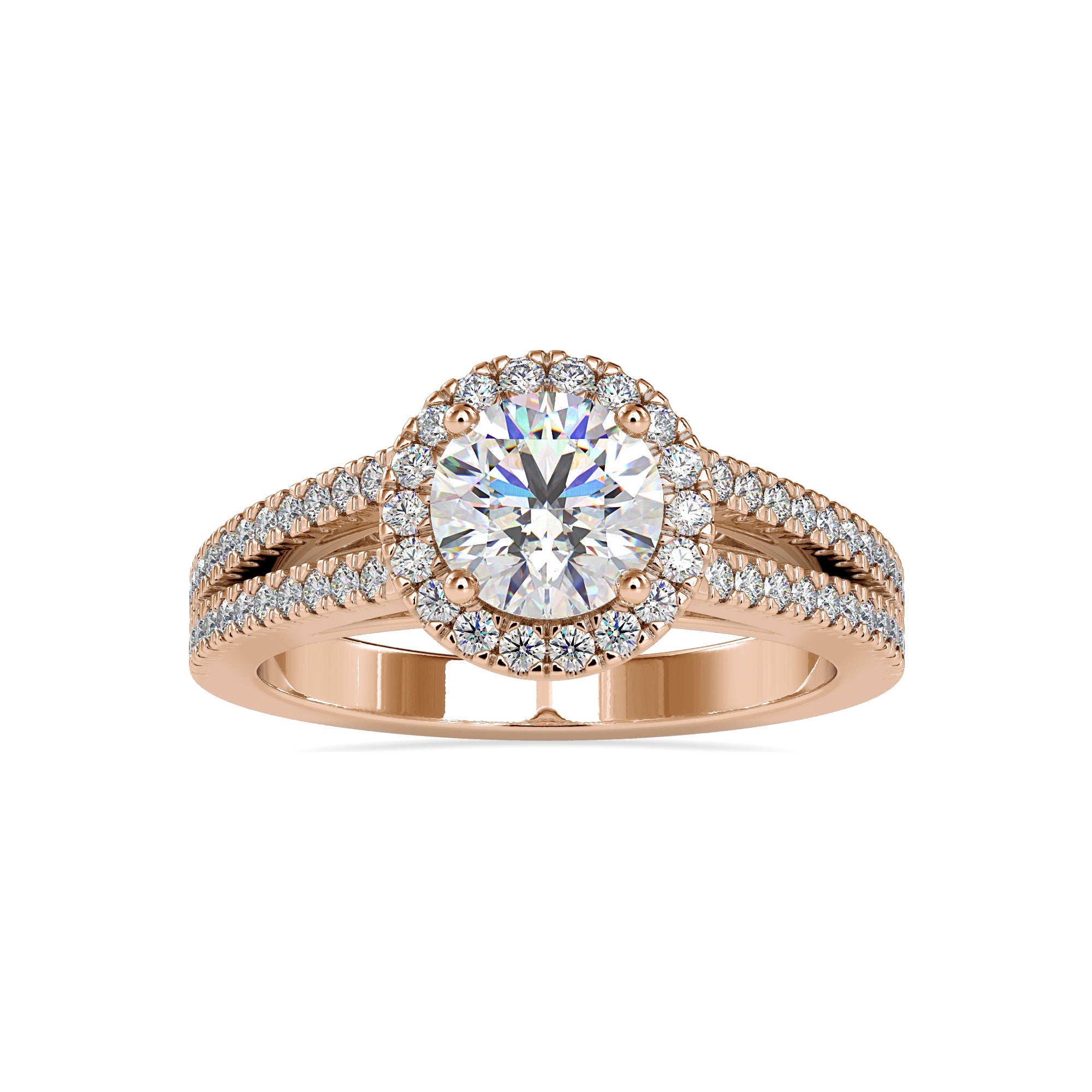 Double Row Diamond Halo Diamond Ring