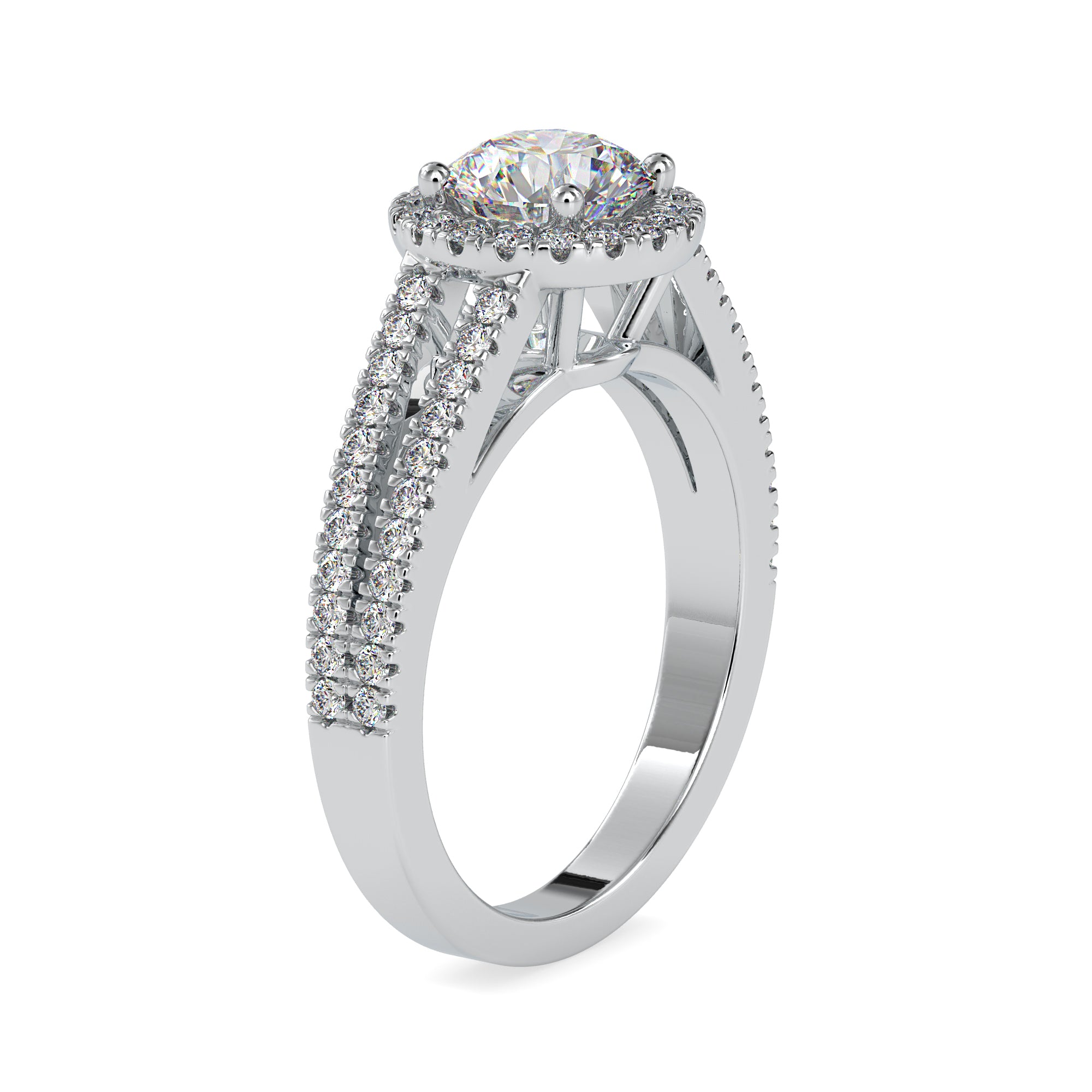 Double Row Diamond Halo Diamond Ring