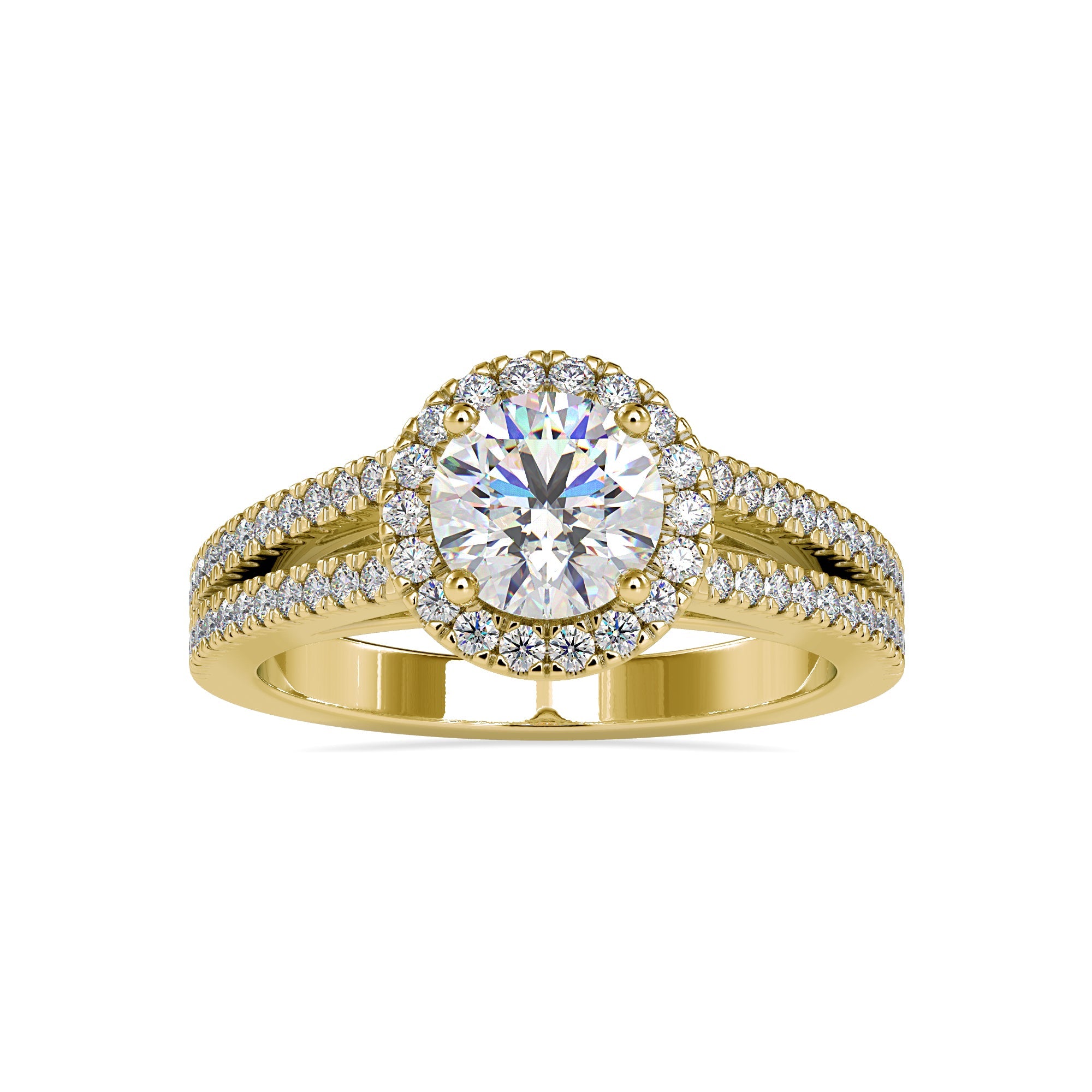 Double Row Diamond Halo Diamond Ring