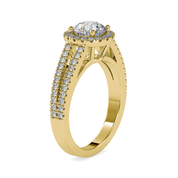 Modern Halo Gold Solitaire Ring