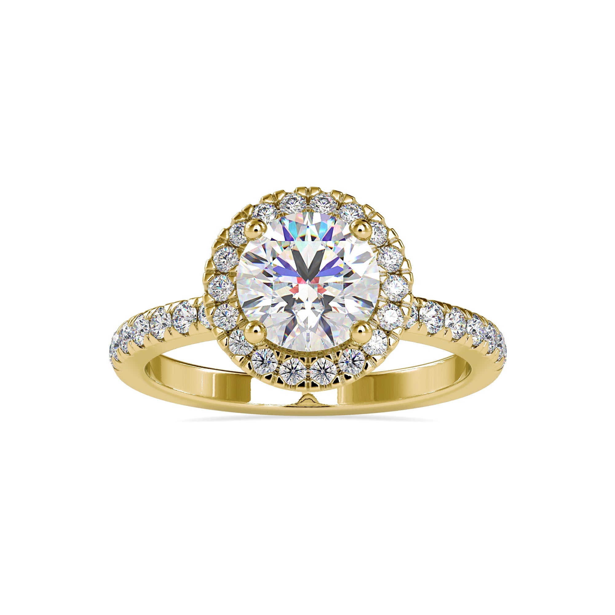 Modern Halo Gold Solitaire Ring