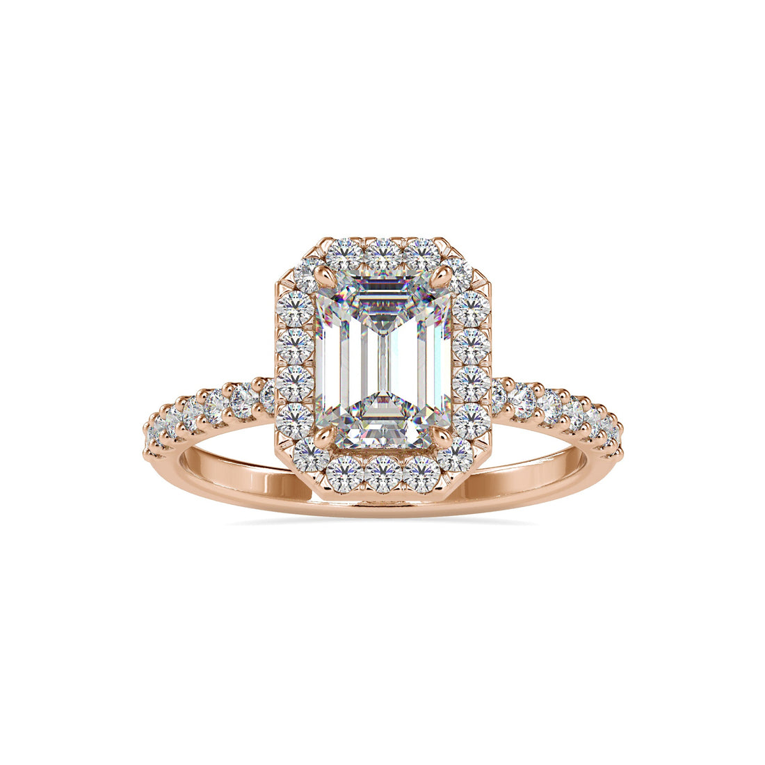 Aurora Emerald Halo Glow Solitaire Ring