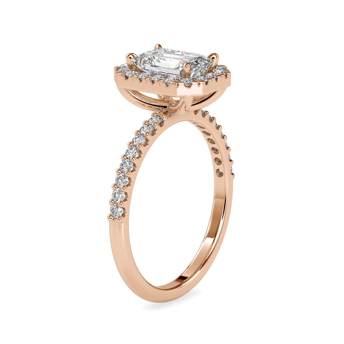 Aurora Emerald Halo Glow Solitaire Ring
