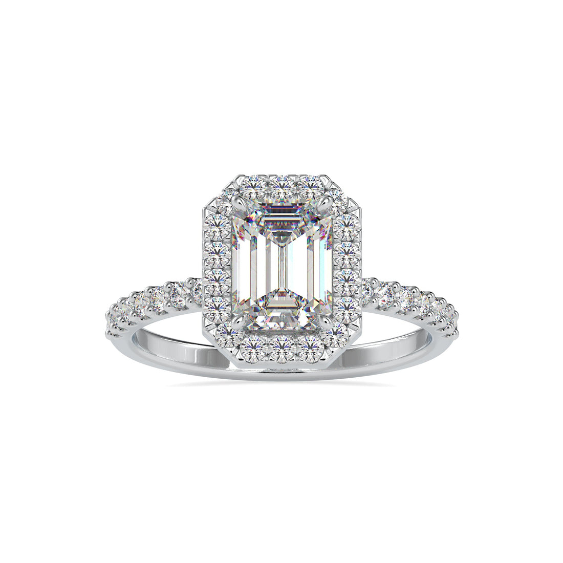 Aurora Emerald Halo Glow Solitaire Ring