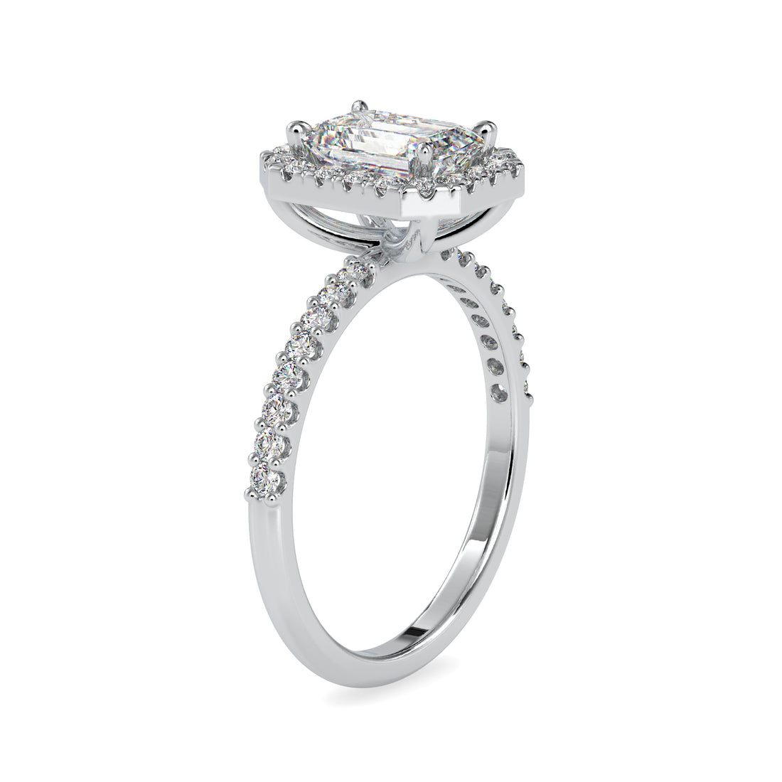 Aurora Emerald Halo Glow Solitaire Ring