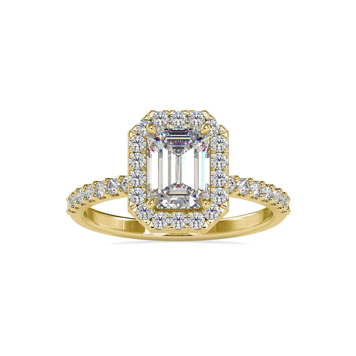 Aurora Emerald Halo Glow Solitaire Ring