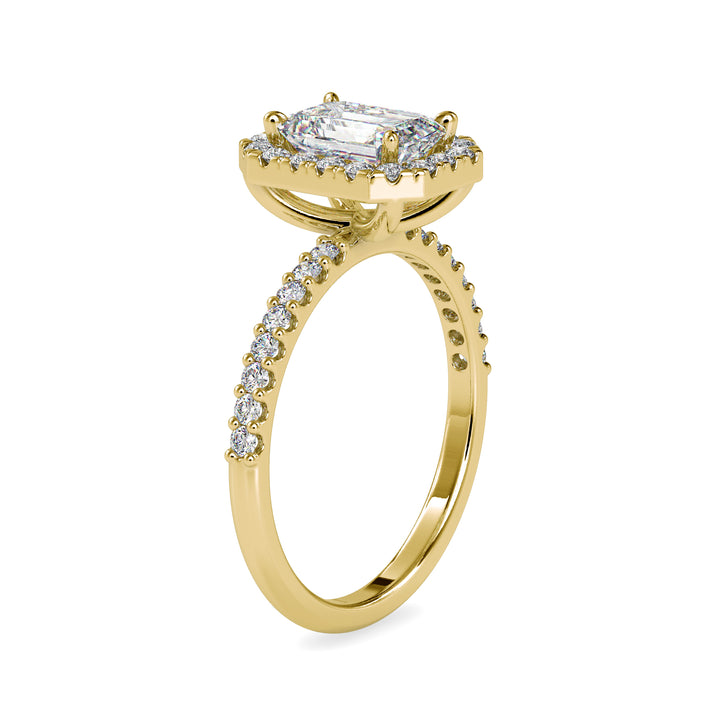 Aurora Emerald Halo Glow Solitaire Ring