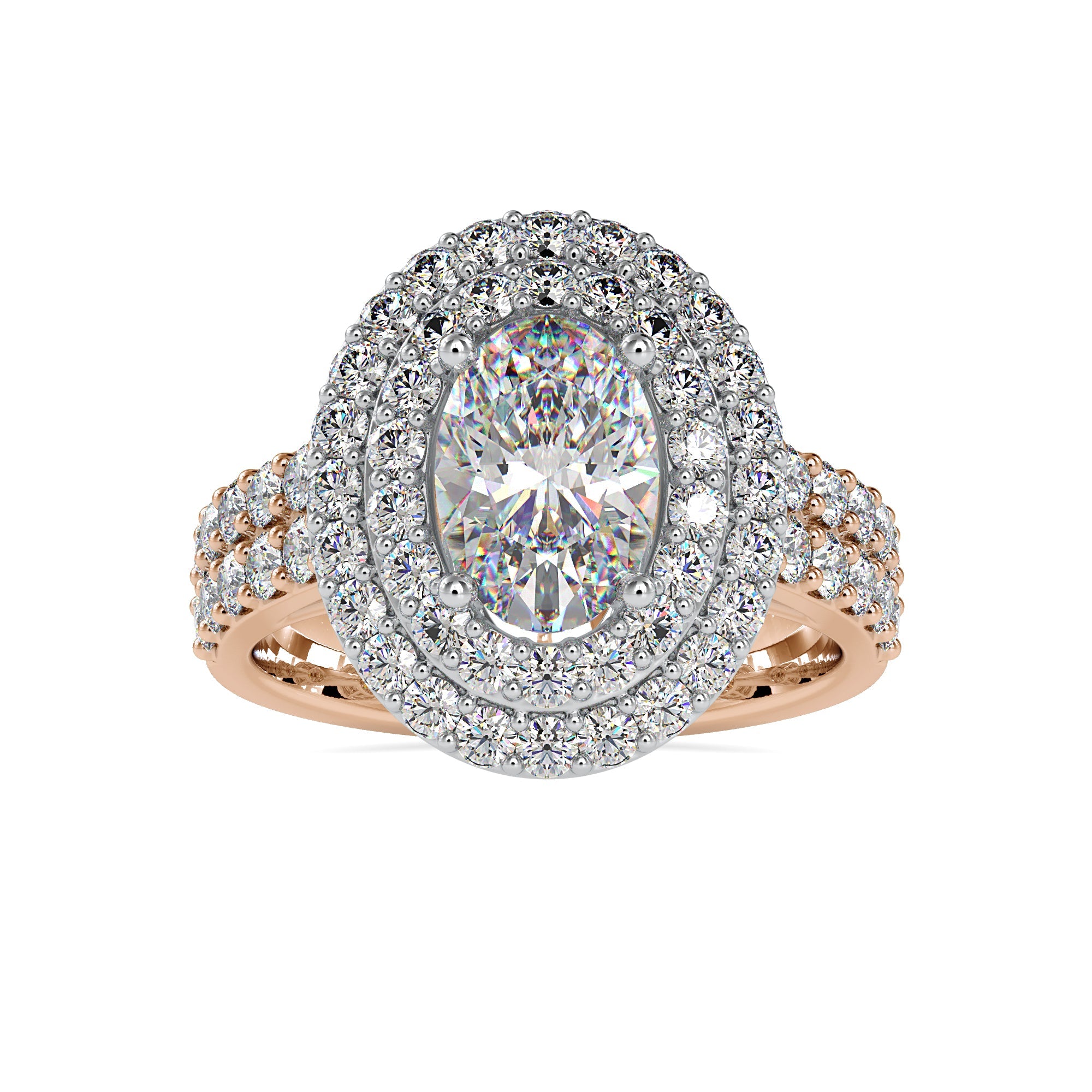 Charming Double Halo Oval Diamond Ring
