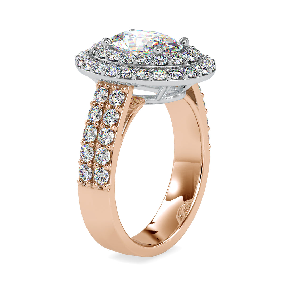 Charming Double Halo Oval Diamond Ring
