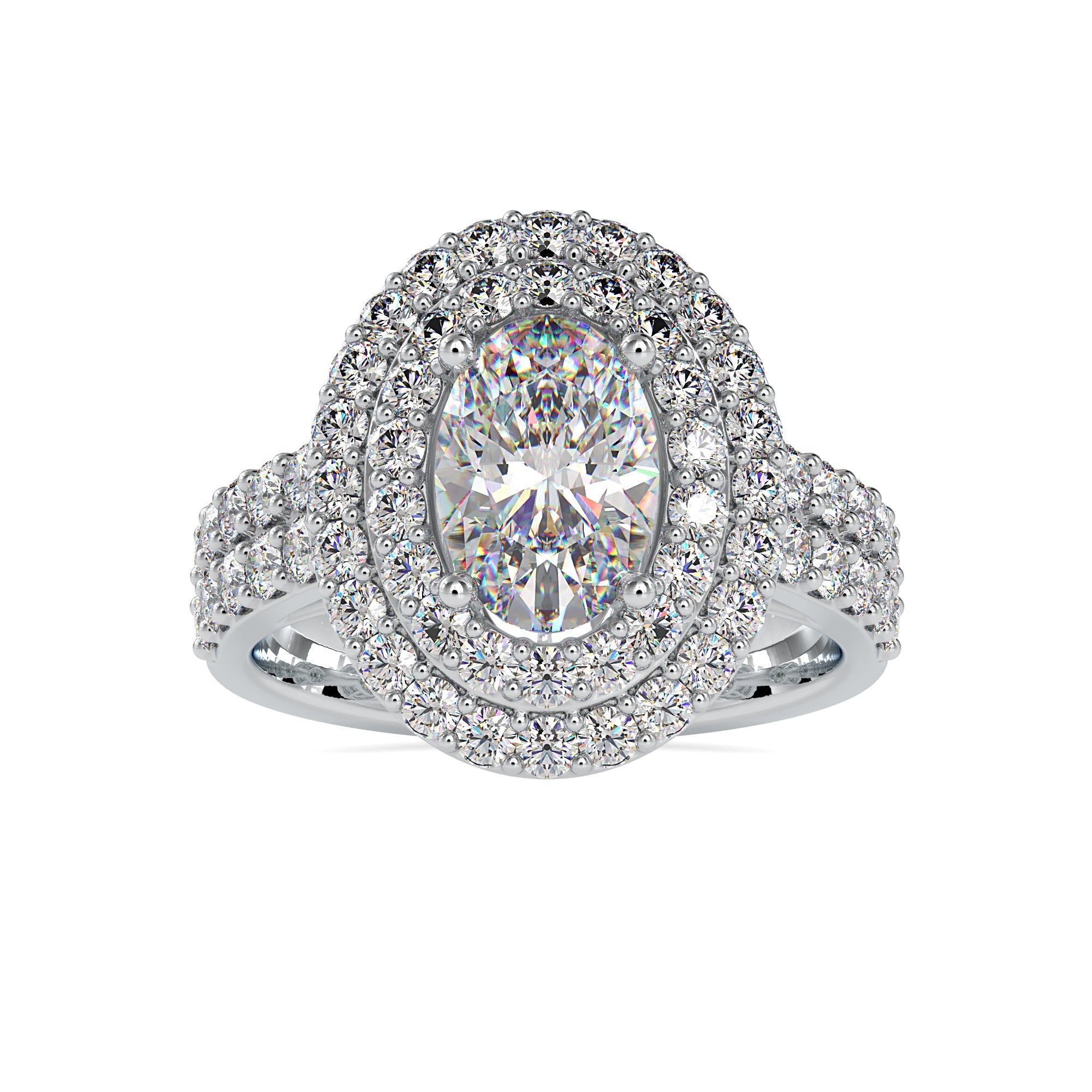 Charming Double Halo Oval Diamond Ring