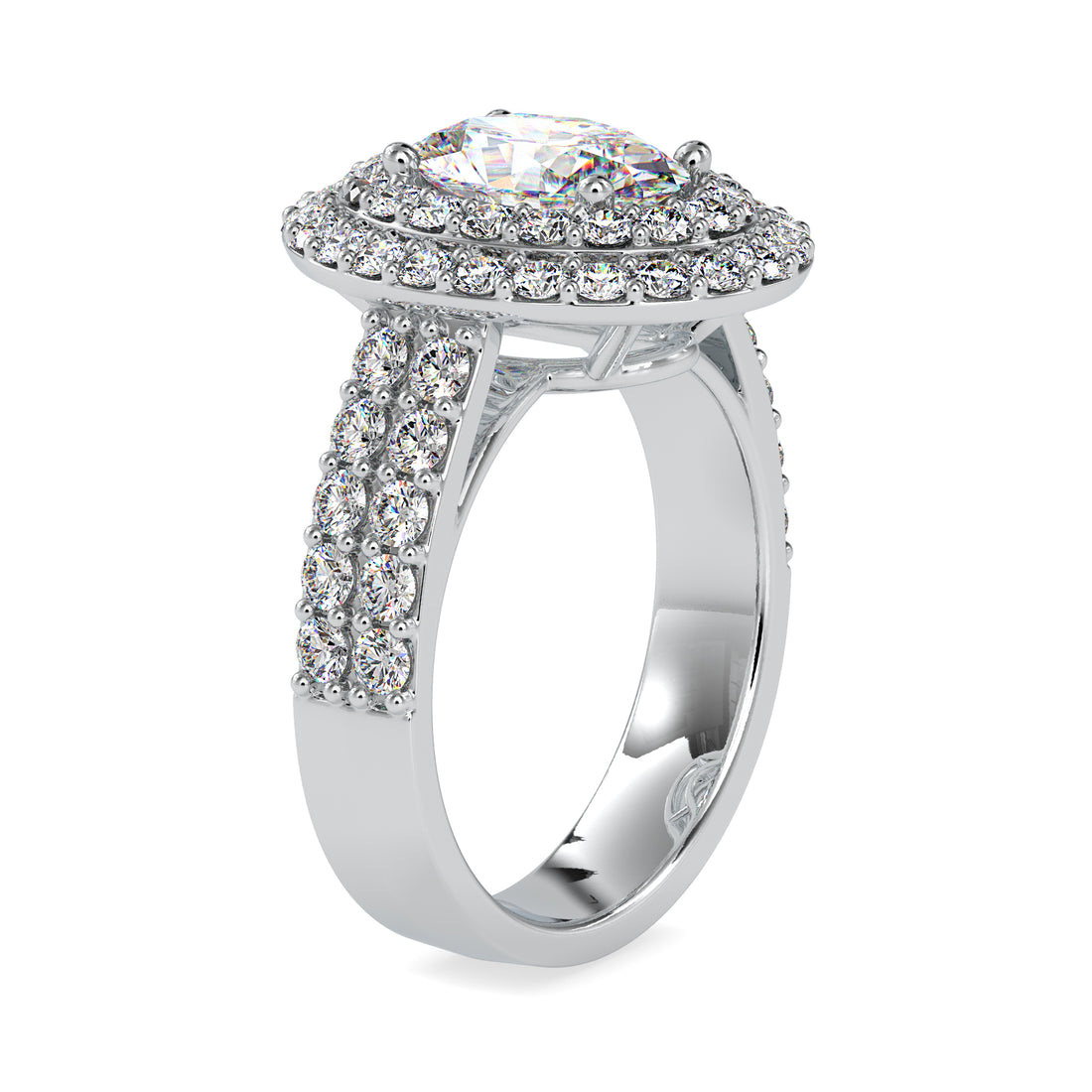 Charming Double Halo Oval Diamond Ring