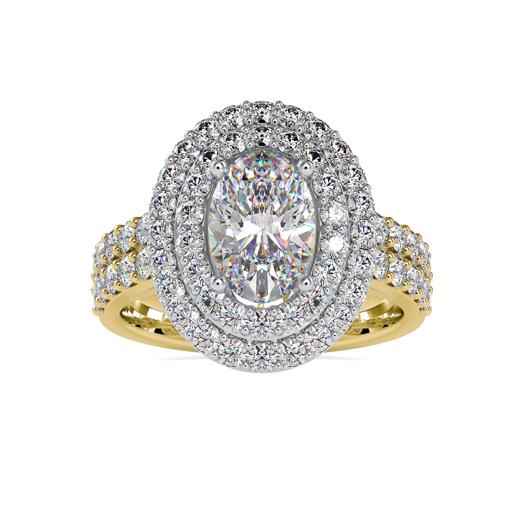 Charming Double Halo Oval Diamond Ring