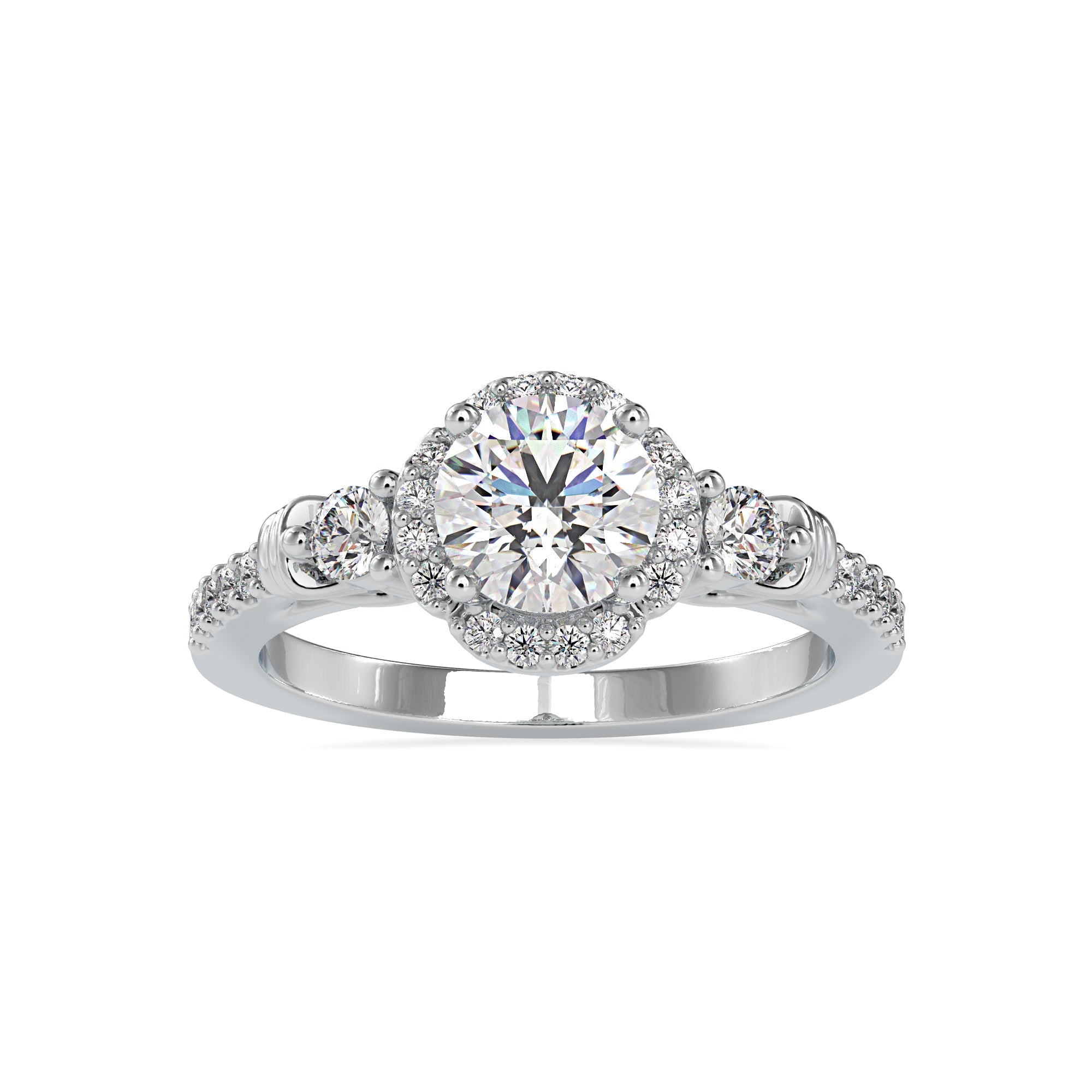 Shield Halo Round Diamond Ring