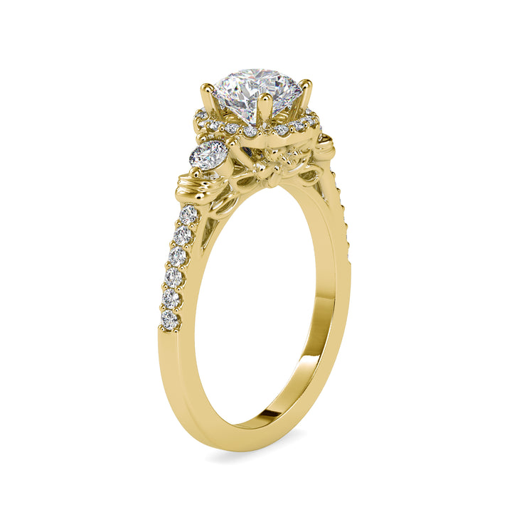 Shield Halo Round Diamond Ring