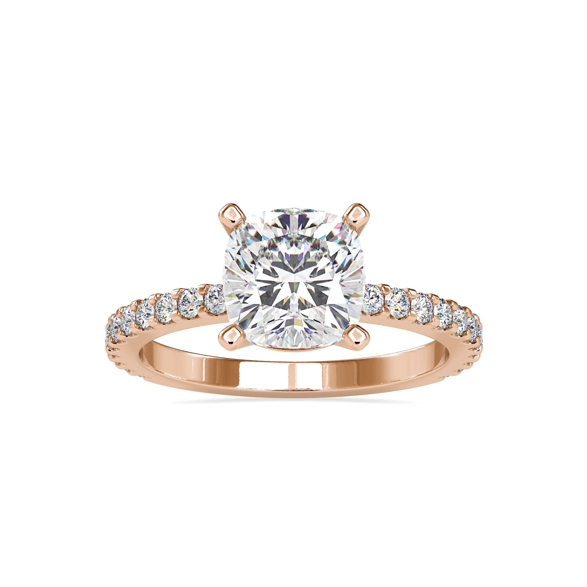 Cushion Solitaire with Diamond-Studded Ring