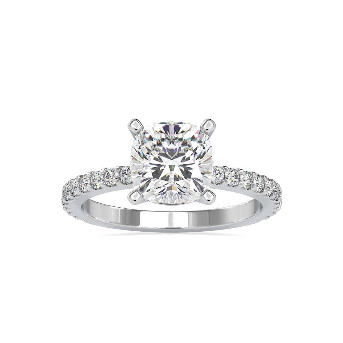 Cushion Solitaire with Diamond-Studded Band