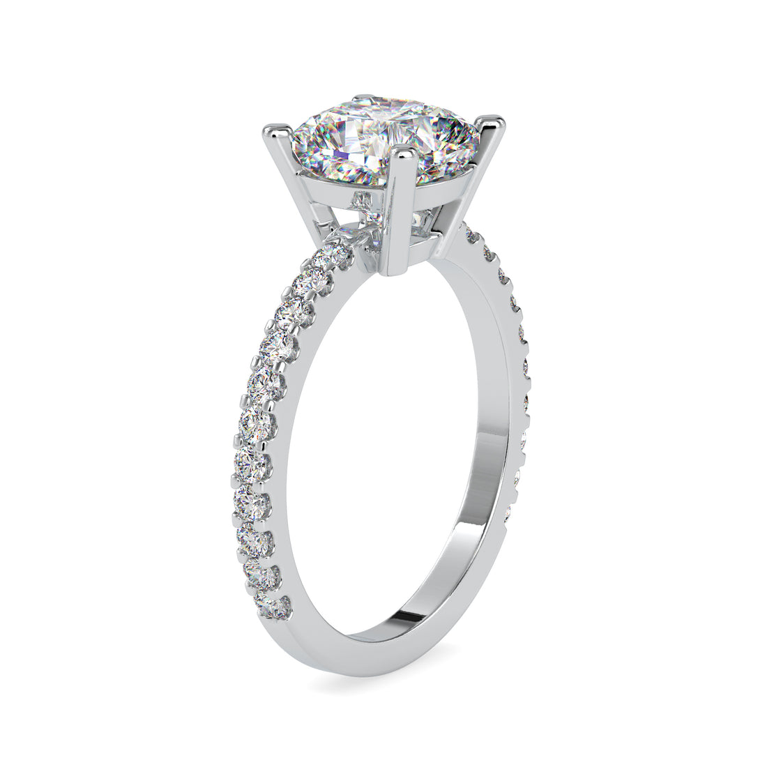 Cushion Solitaire with Diamond-Studded Band