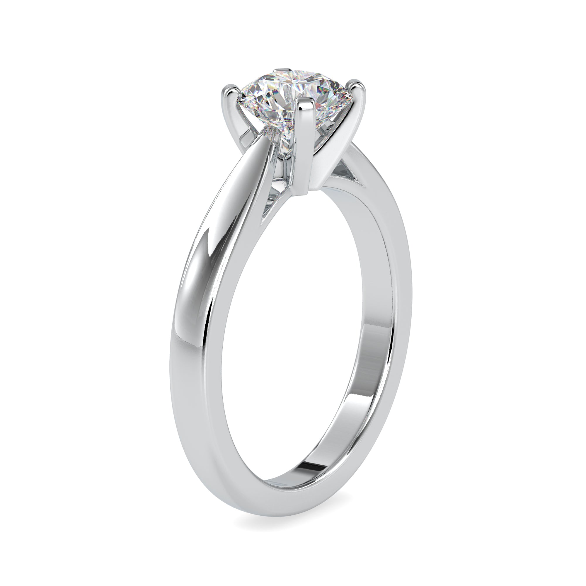 Modern Four-Prong Solitaire Ring