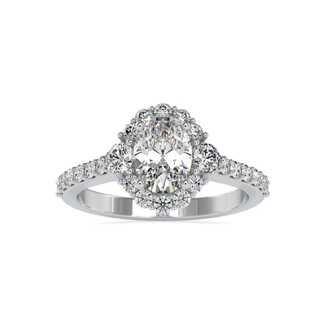 Solitaire Halo Ring with Oval Lab Diamond