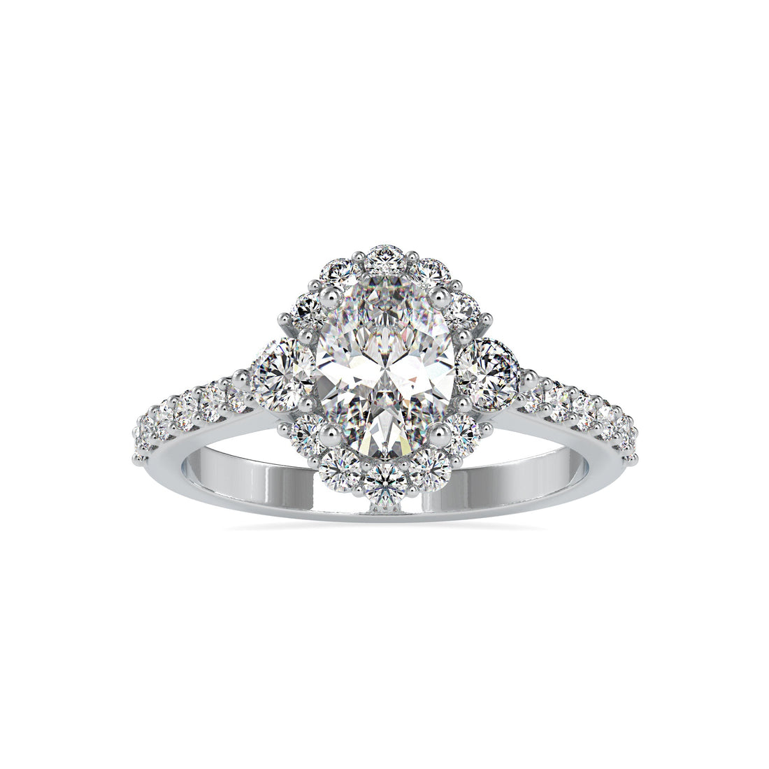 Solitaire Halo Ring with Oval Lab Diamond