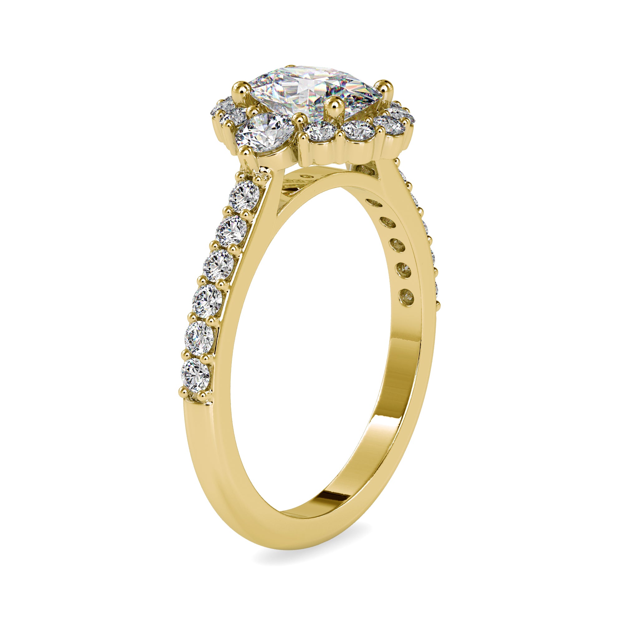 Solitaire Halo Ring with Oval Lab Diamond