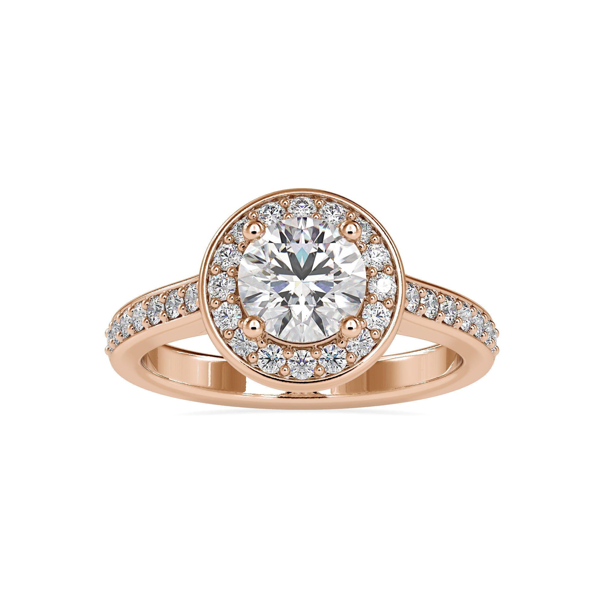 Classic Halo Diamond Ring with Side Accents