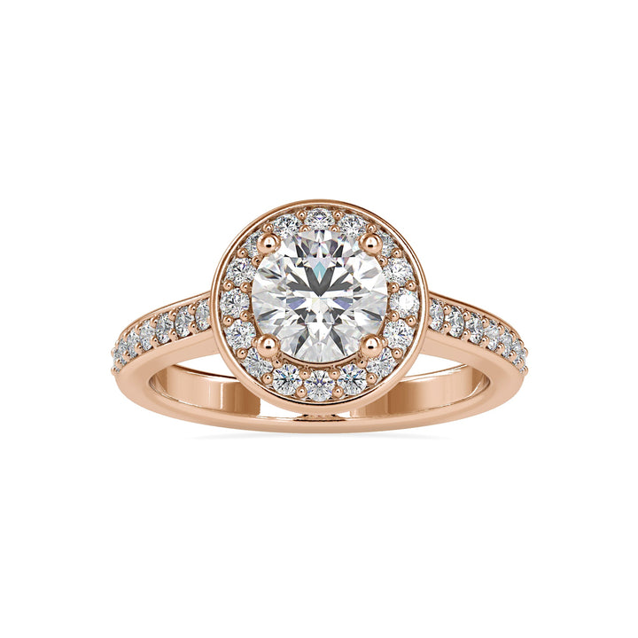 Classic Halo Diamond Ring with Side Accents