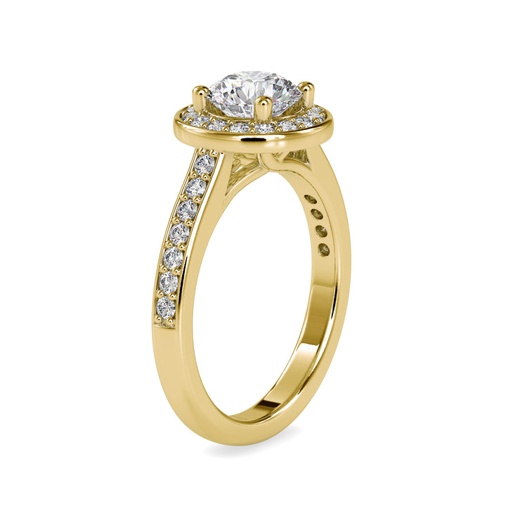 Classic Halo Diamond Ring with Side Accents