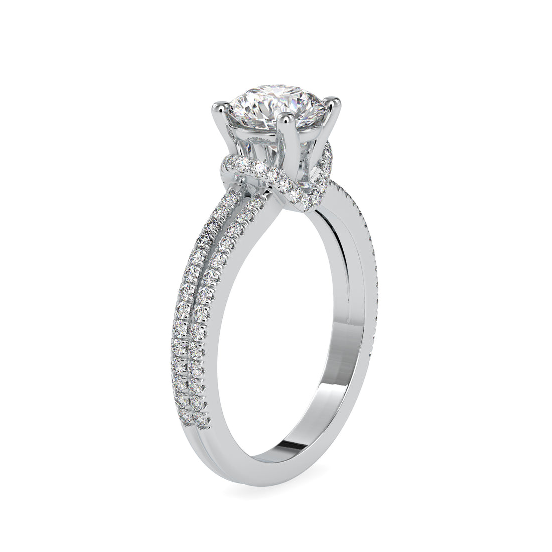Crossover Halo-Free Diamond Solitaire Ring