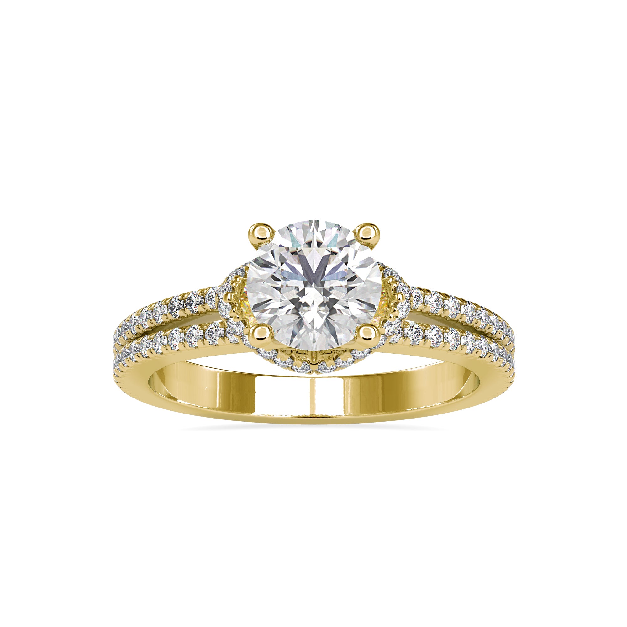 Crossover Halo-Free Diamond Solitaire Ring