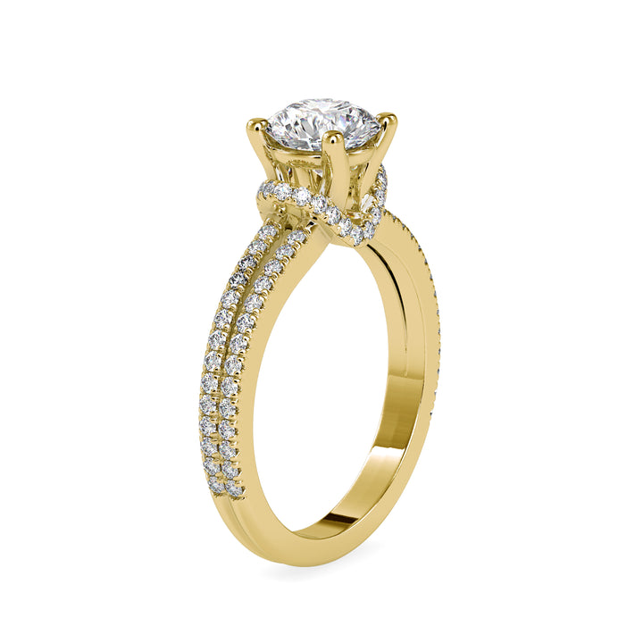 Crossover Halo-Free Diamond Solitaire Ring