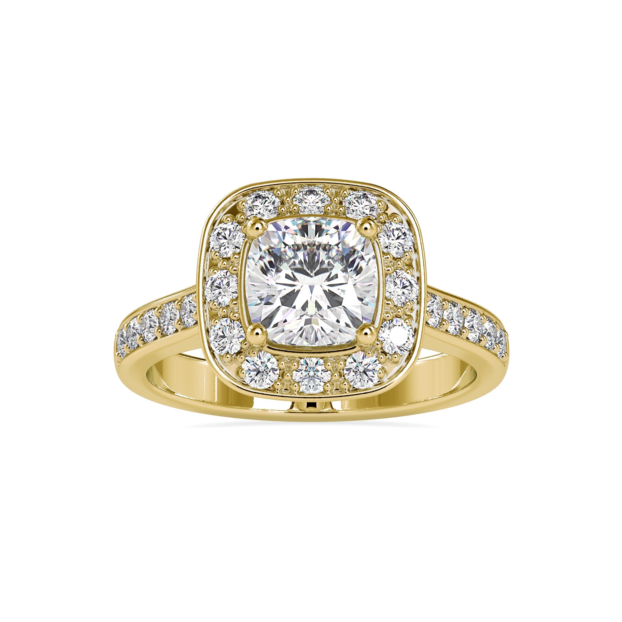Halo Cushion Gold Diamond Ring