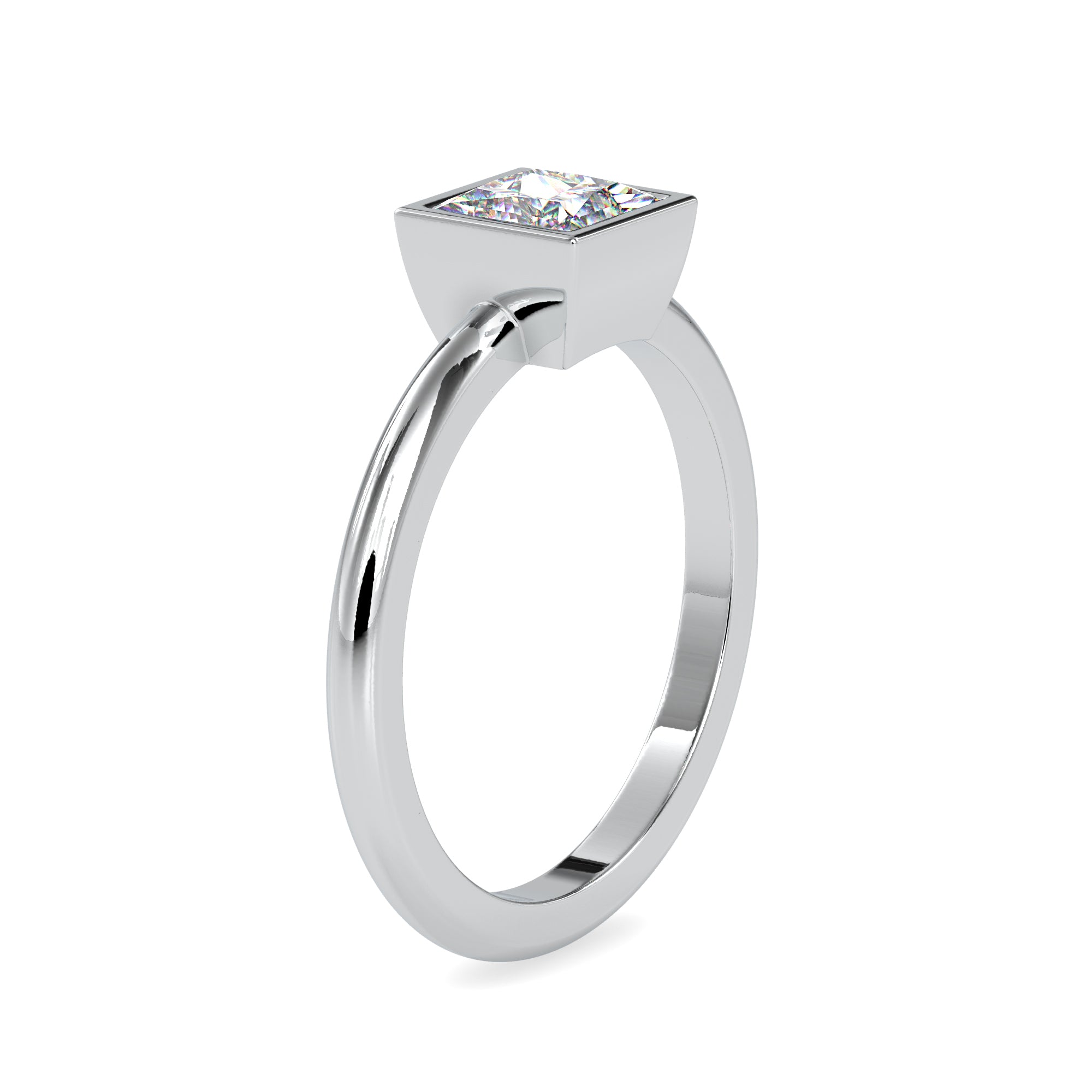 Princess cut Solitaire Diamond Ring in Bezel Setting