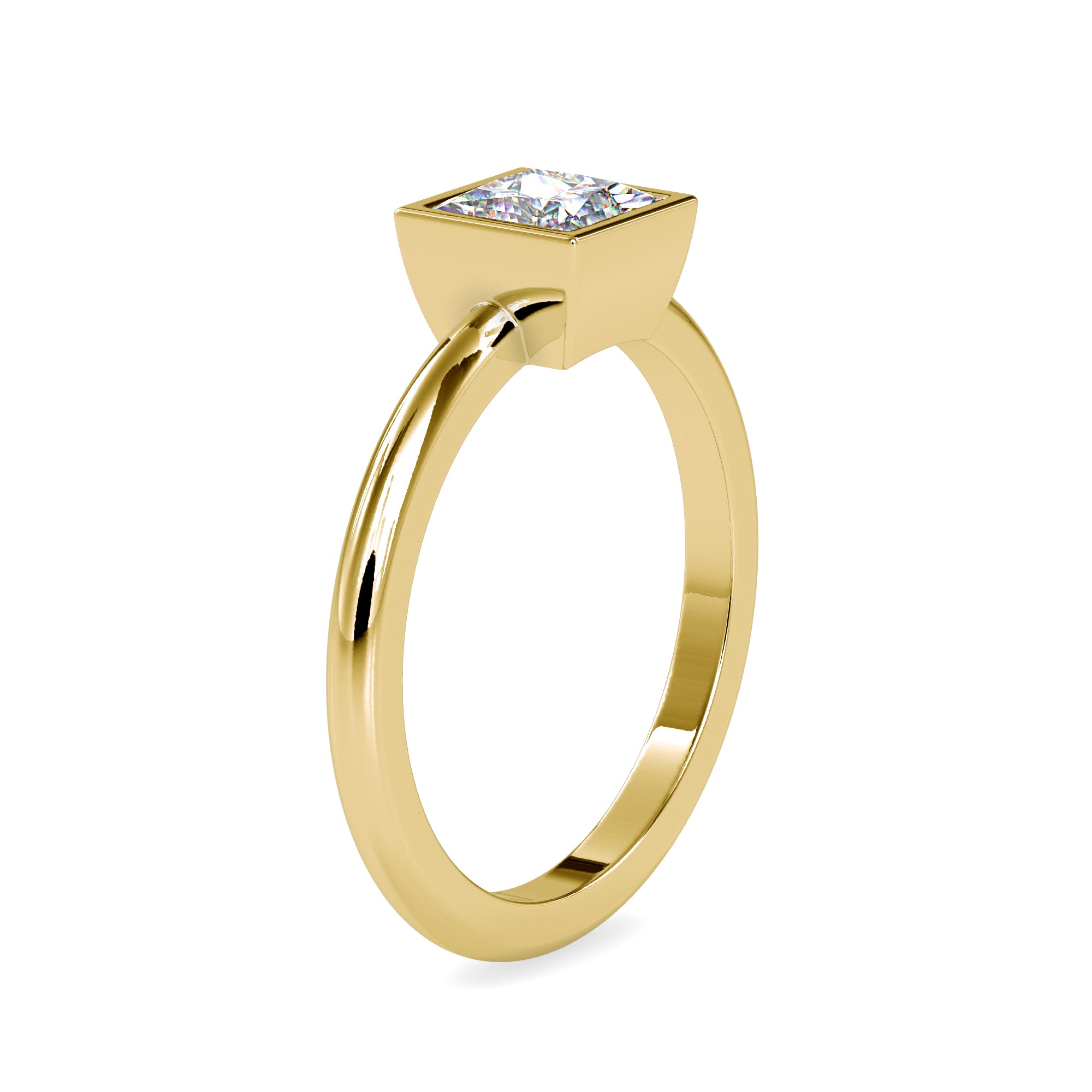 Princess cut Solitaire Diamond Ring in Bezel Setting