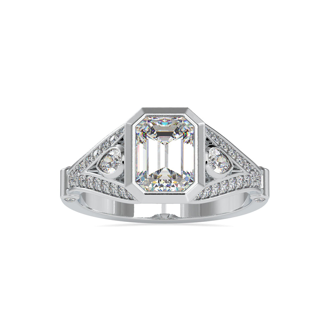 Aurora Split-Band Emerald Diamond Ring