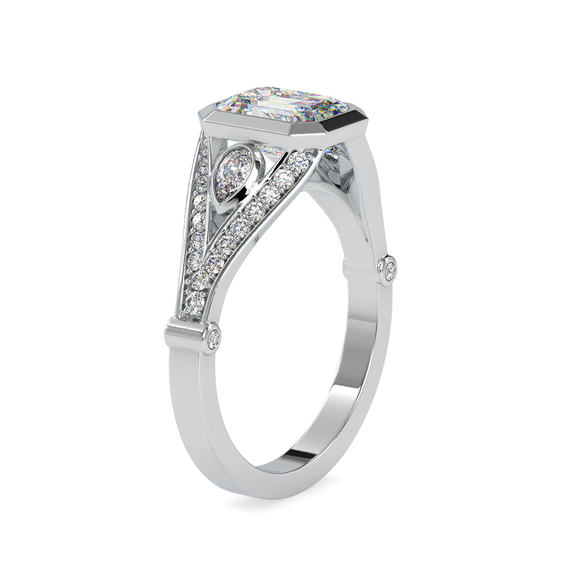 Aurora Split-Band Emerald Diamond Ring