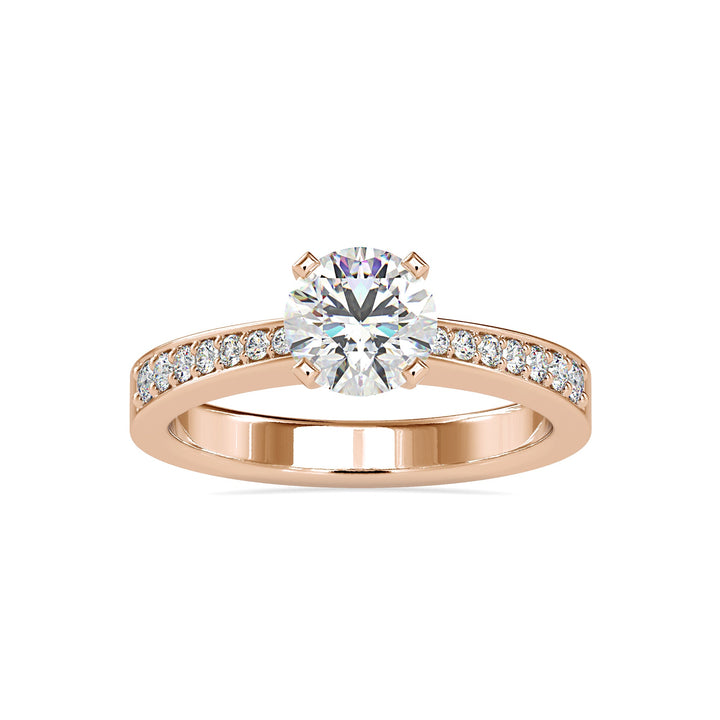 Round Solitaire with Diamond-Studded Ring