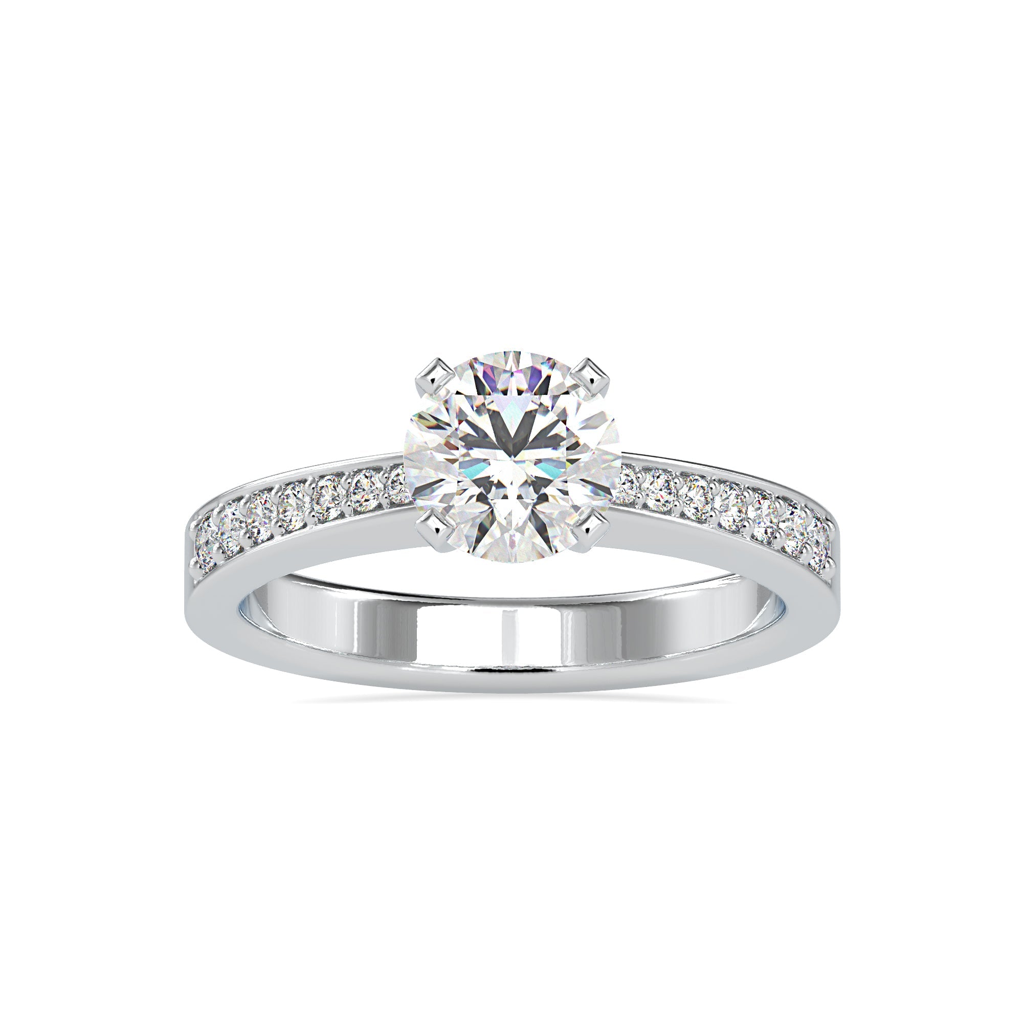 Round Solitaire with Diamond-Studded Ring