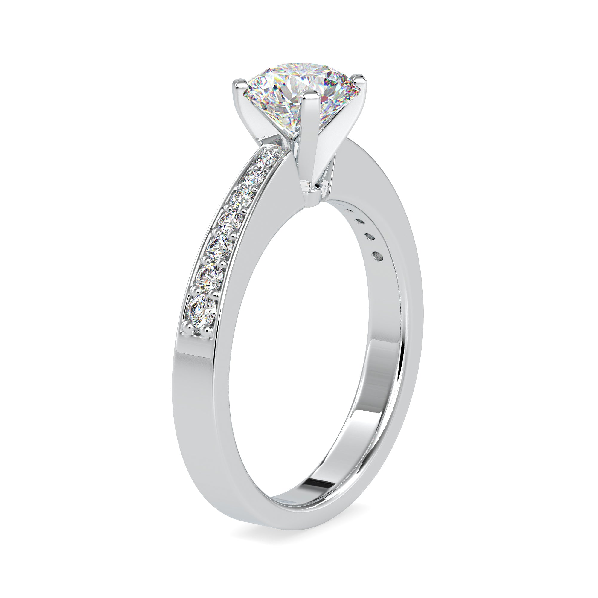 Round Solitaire with Diamond-Studded Ring