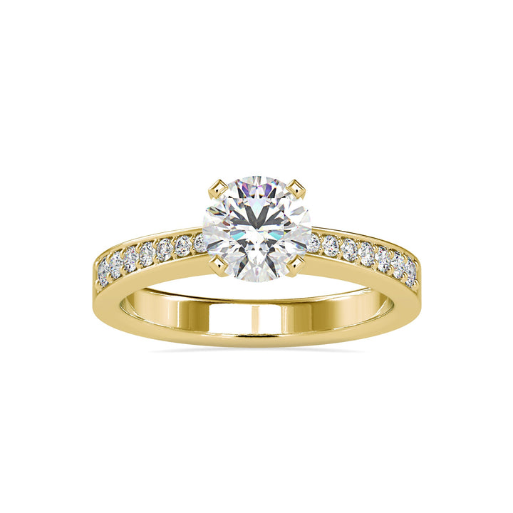 Round Solitaire with Diamond-Studded Band