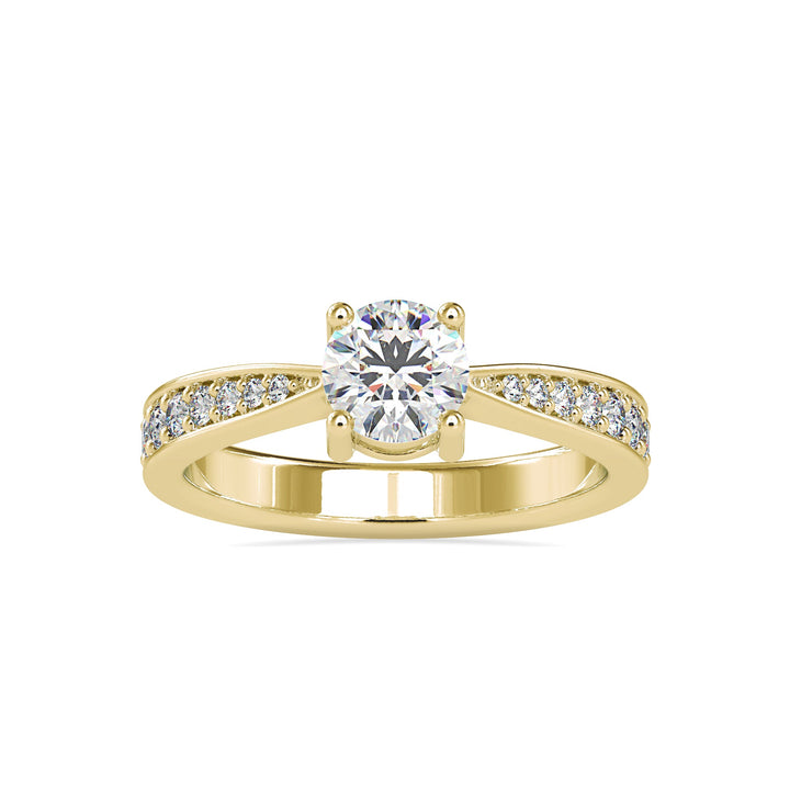 Round Lab Grown Diamond Ring with Split Shank Pavé Band
