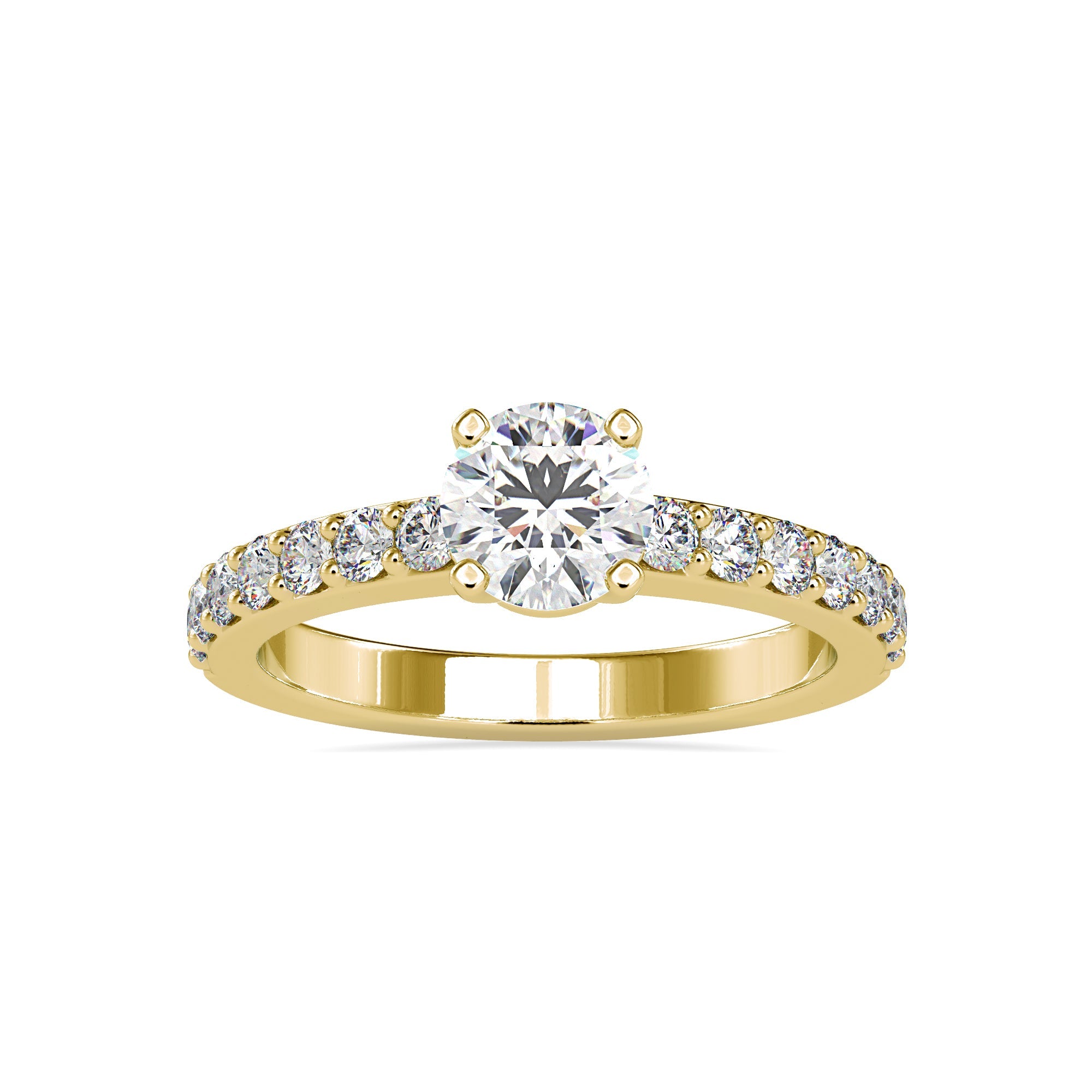 Round Lab Grown Diamond Solitaire Ring with Pavé Ring