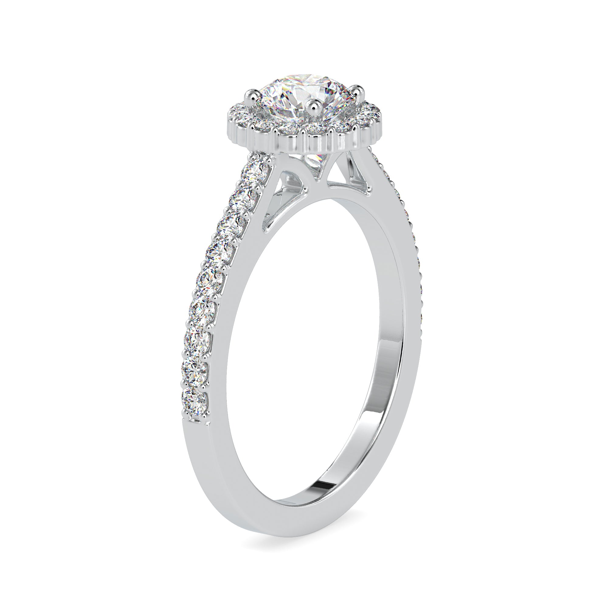 Halo Setting Round Lab Grown Diamond Ring