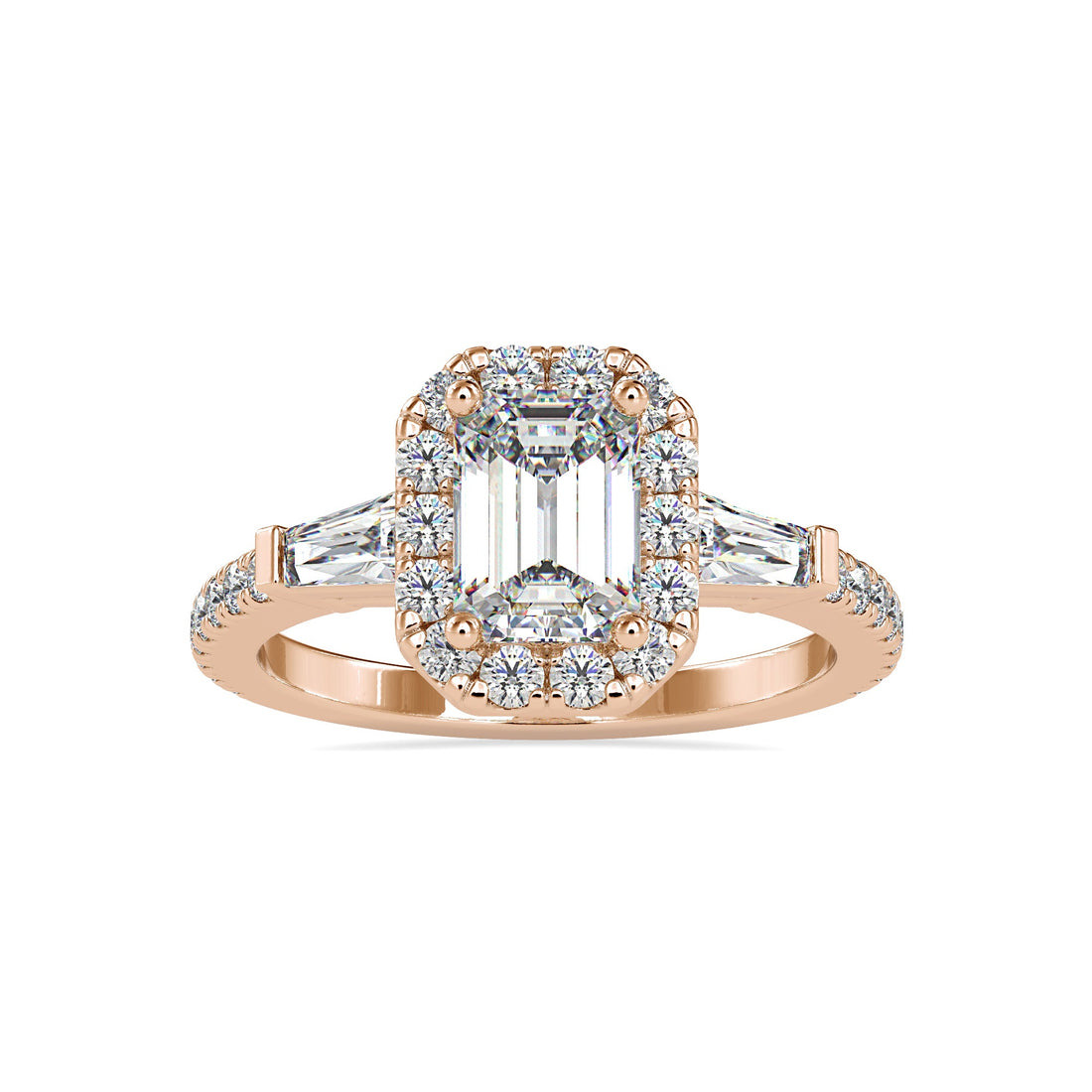 Emerald with Halo Diamond Ring